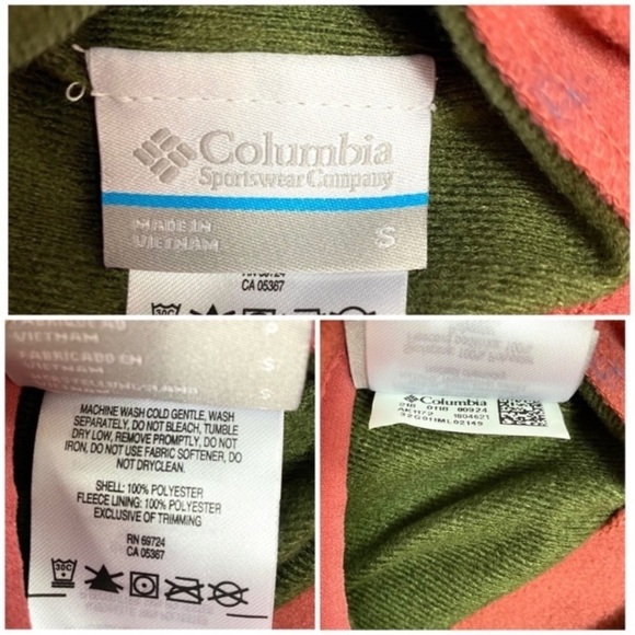 COLUMBIA Reversible Fleece-Line Zip up Winter Jacket in Olive Green with Pink - Picture 6 of 9